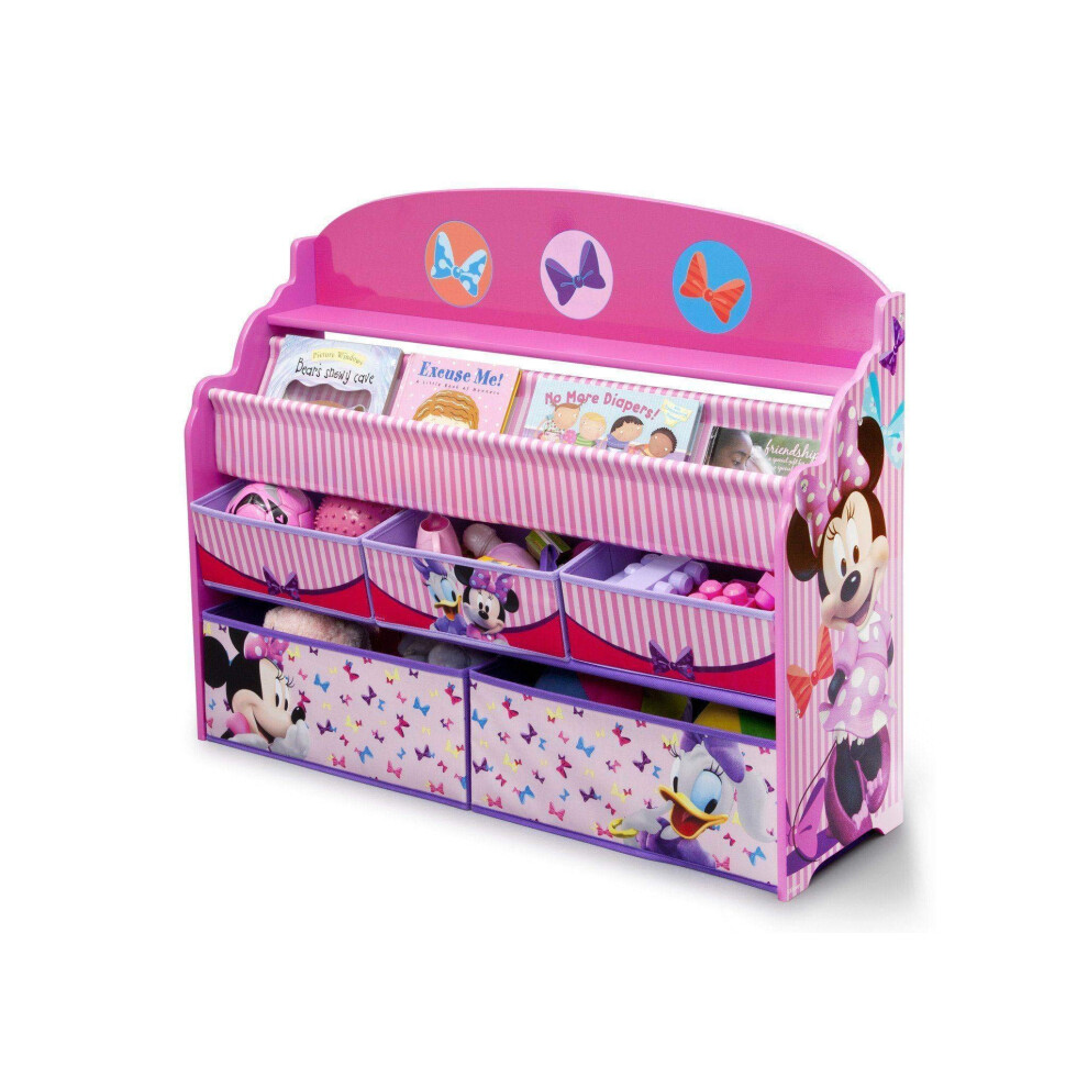 Delta Children Deluxe Book & Toy Organizer, Disney Minnie Mouse