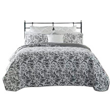 Laura Ashley Home - Twin Quilt Set Cotton Reversible Bedding with Matching Sham Home Decor for All Seasons (Amberley Black Twin)