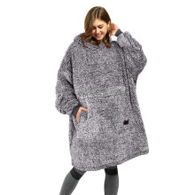 Catalonia Oversized Wearbar Tröja, Bekväm Fluffig Sherpa Pullover för Vuxna, Present till Henne