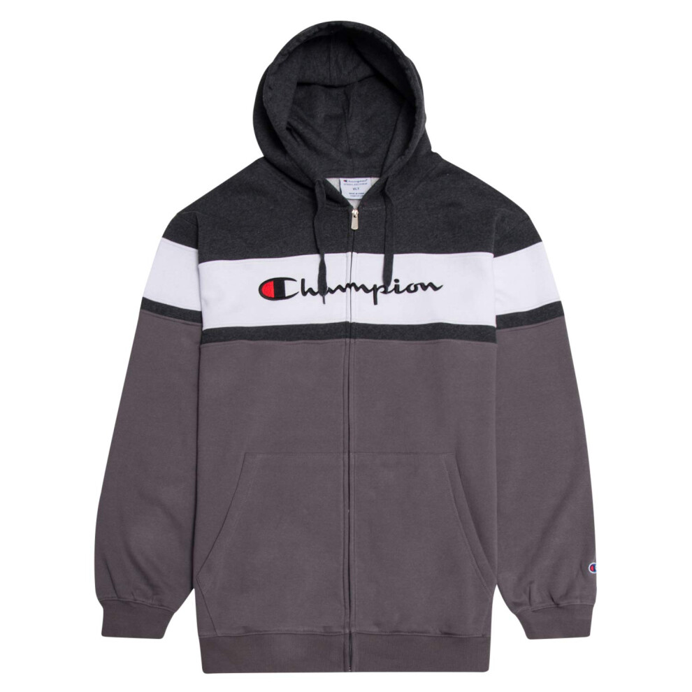 Champion Hoodie  Big and Tall Hoodies for Men  Mens Hoodies  Zip Up Hoodie (5X Tall  Char Hthr/Wht/Slate Blue)