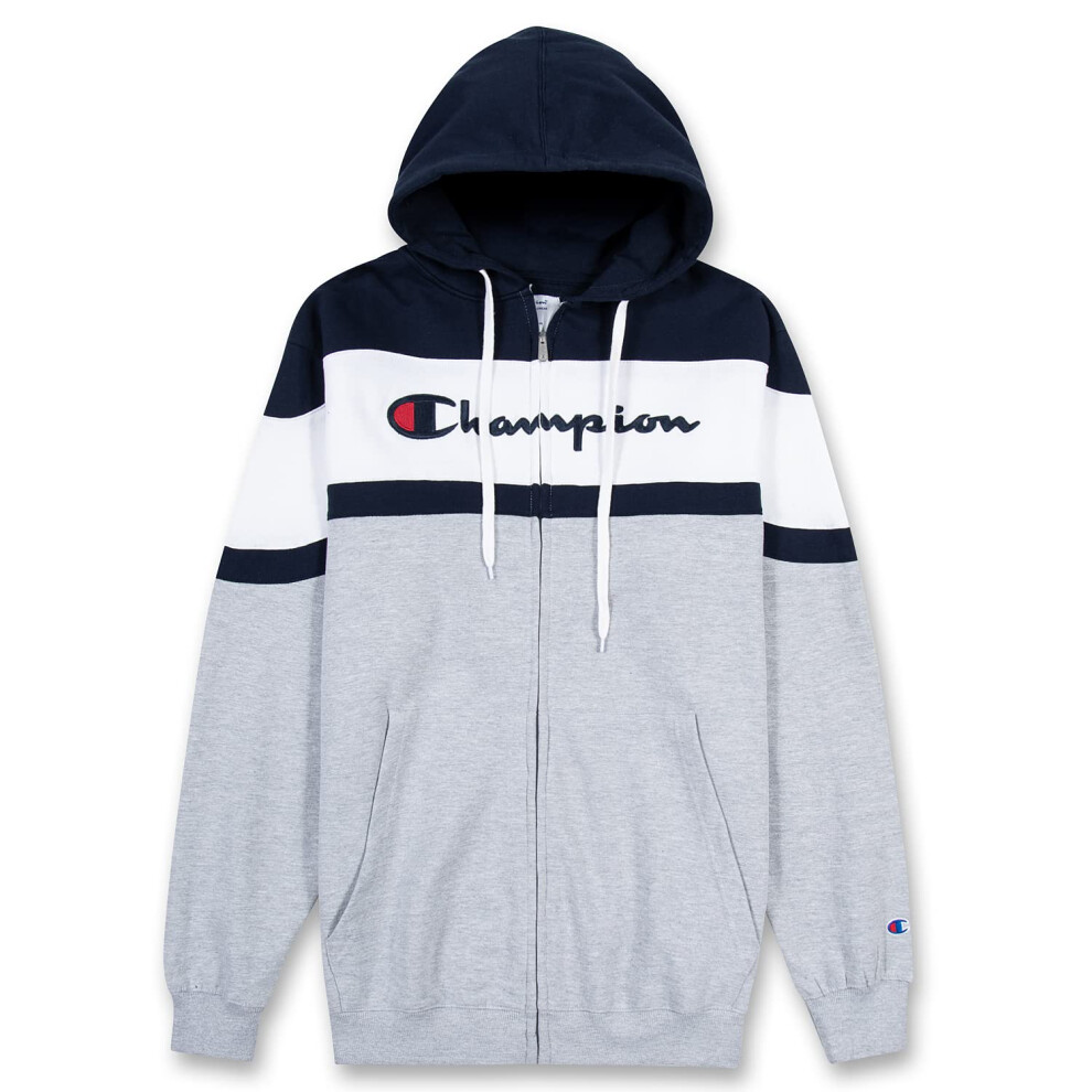 Champion Hoodie  Big and Tall Hoodies for Men  Mens Hoodies  Zip Up Hoodie (2X Tall  Navy/White/Grey)