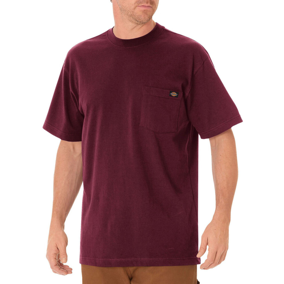 Dickies Mens Heavyweight Crew Neck Short Sleeve Tee Henley Shirt Burgundy X-Large Us