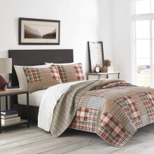 Eddie Bauer - Queen Quilt Set Omkeerbaar katoenen beddengoed met bijpassende Shams Lichtgewicht huisdecoratie voor alle seizoenen (Hawthorne Brown Qu
