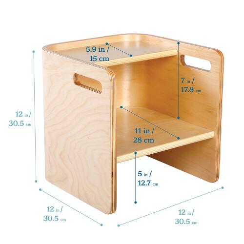 ECR4Kids Πολυλειτουργική Καρέκλα Cube από Φυλλοβόλο Ξύλο, Έπιπλα Παιδιών, Φυσικό 1