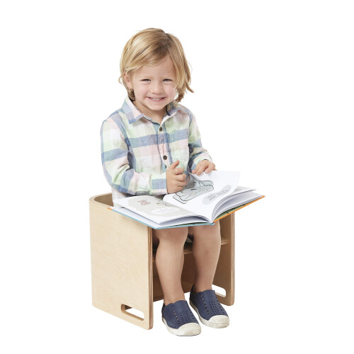 ECR4Kids Πολυλειτουργική Καρέκλα Cube από Φυλλοβόλο Ξύλο, Έπιπλα Παιδιών, Φυσικό