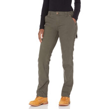 Dickies Women's Relaxed Straight Carpenter Duck Pant Rinsed Moss Green 12