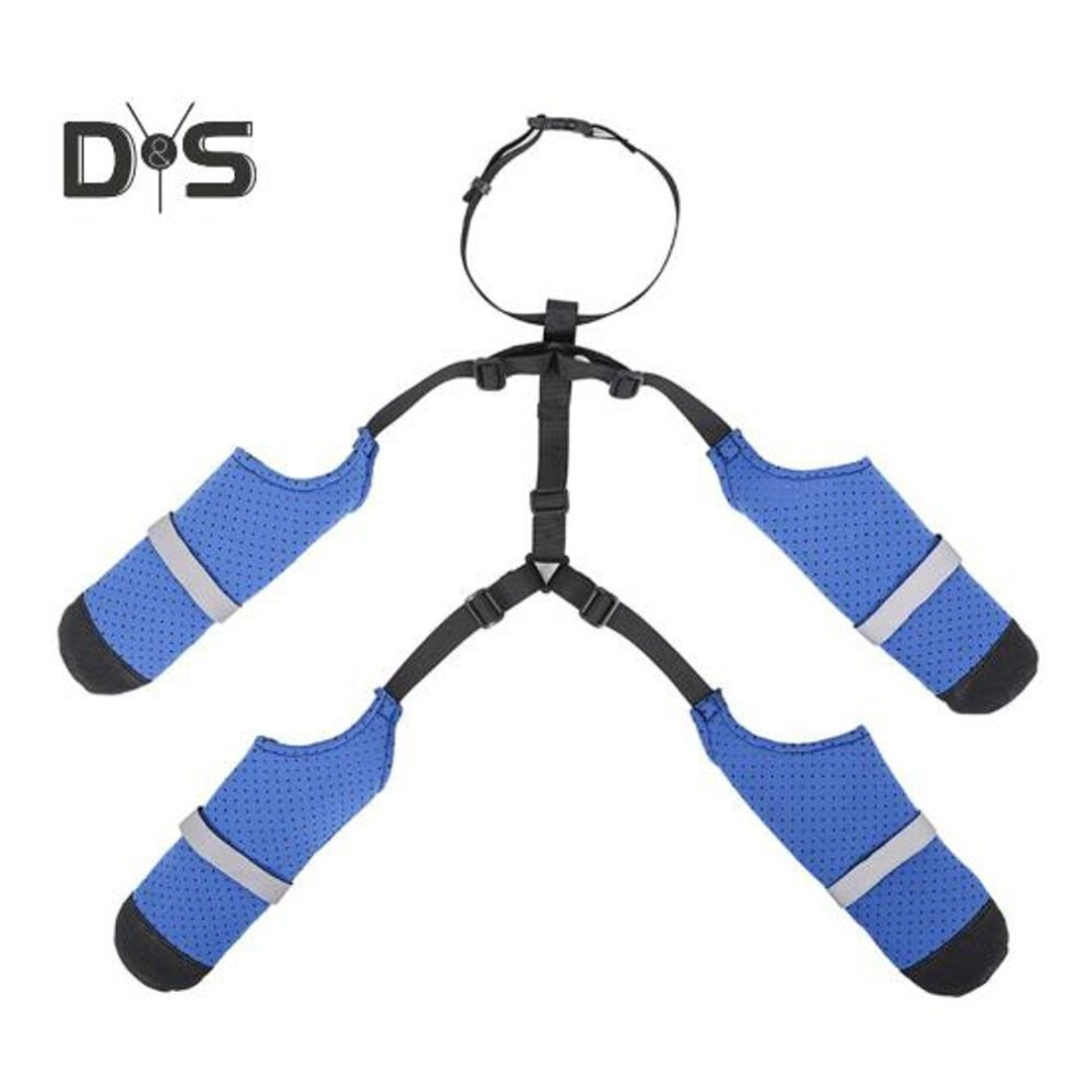(blue, S) Waterproof Dog Boots Adjustable Paw Protector Anti-slip Dog Suspender Boots Outdoor Walking Pet Shoes Leggings For Winter Snow Rain Hiking