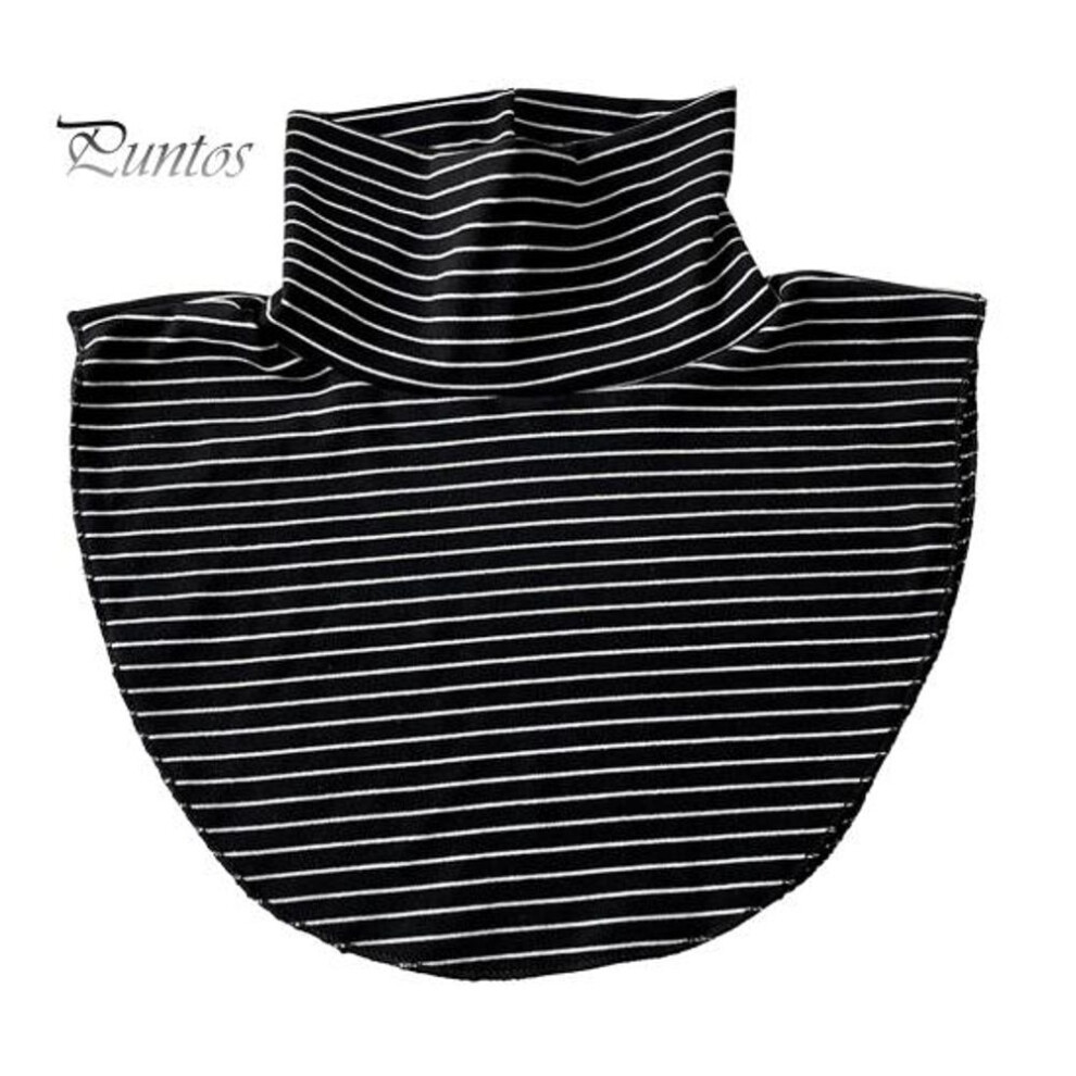 (black) Fake Collar Striped Print High Collar False Scarf Soft Comfortable Velvet Winter Collar Decorative Bottoming Tops False Collar