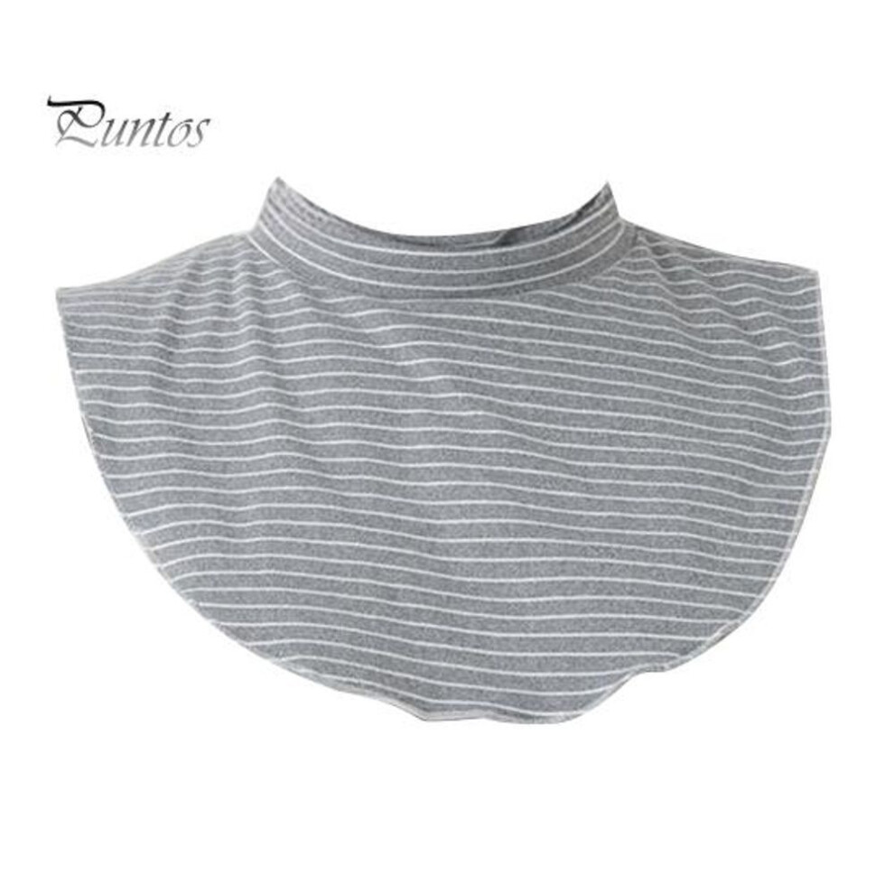 (grey) Fake Collar Striped Print High Collar False Scarf Soft Comfortable Velvet Winter Collar Decorative Bottoming Tops False Collar