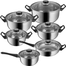 12 Piece Stainless Steel Cookware Saucepan Set Pan Pot Kitchen Cooking