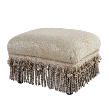 Jennifer Taylor Home Fiona accent pentru picioare otoman-albastru-albastru bej paisley jacquard cu garnitura potrivita
