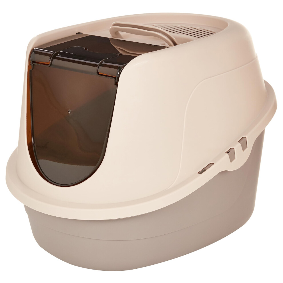 Amazon Basics No-Mess Enclosed Hooded Cat Litter Box  Standard  Multicolor  21 in x 16 in x 15 in