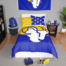 FOCO Los Angeles Rams NFL Team Color Bed In a Bag Comforter Bedding 3 Piece Twin Set