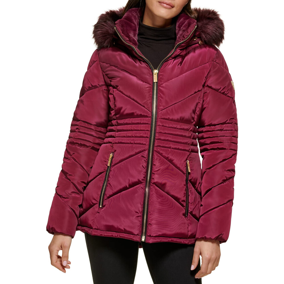 GUESS Women's Midweight Jacket  Short Puffer JAM  Small