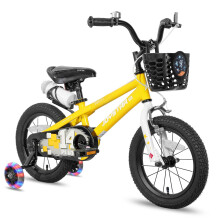 JOYSTAR Pluto 14 Zoll Kinderfahrrad im BMX-Stil, Kinderfahrr der mit St tzr dern f r Jungen und M dchen im Alter von 3 5 Jahren, Gelb