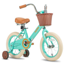 JOYSTAR 14 Zoll Kinderfahrrad mit Stutzradern und Korb, Vintage-Madchenfahrrad fur Kleinkinder von 3 5 Jahren, Madchen und Jungen, Kinderfahrrad,
