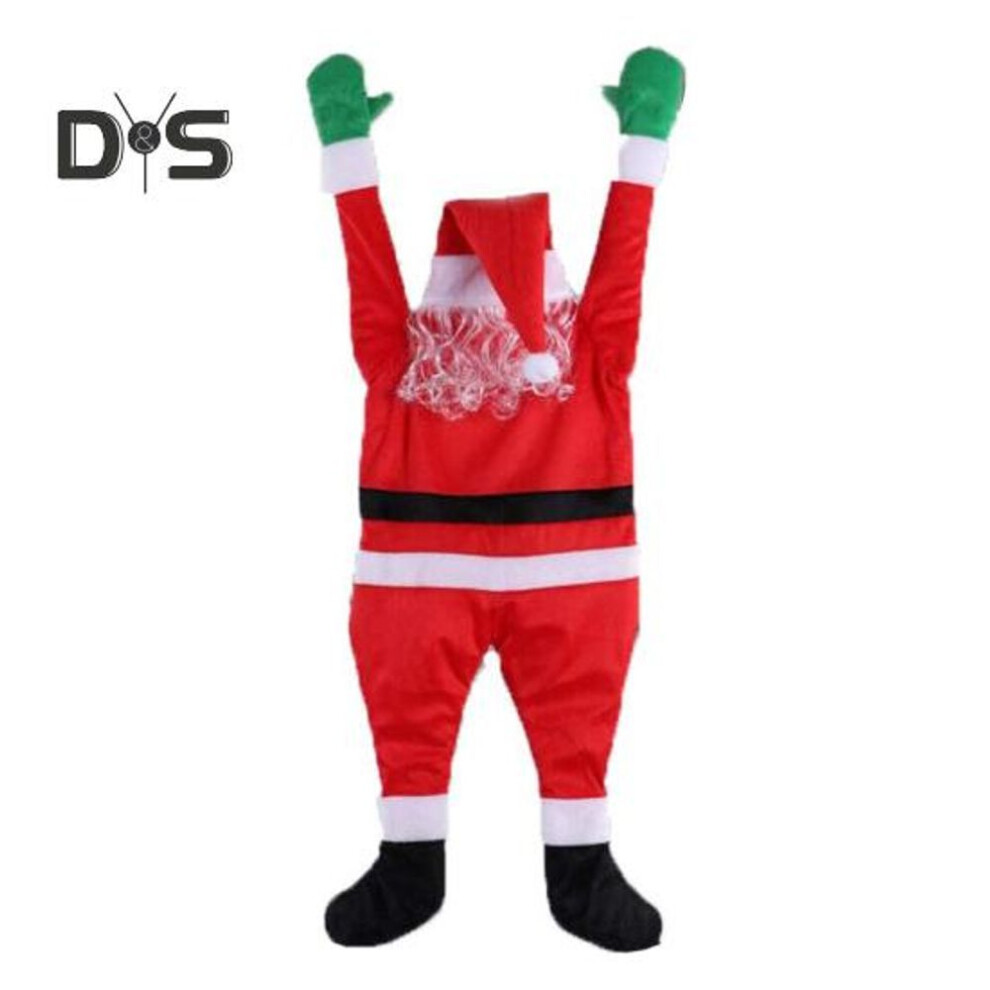 (as the picture, 170cm ordinary) Glowing Hanging Santa Claus Decoration Large Climbing Santa Clothes Ornament Funny Cute Xmas Pendant For Home Car Door
