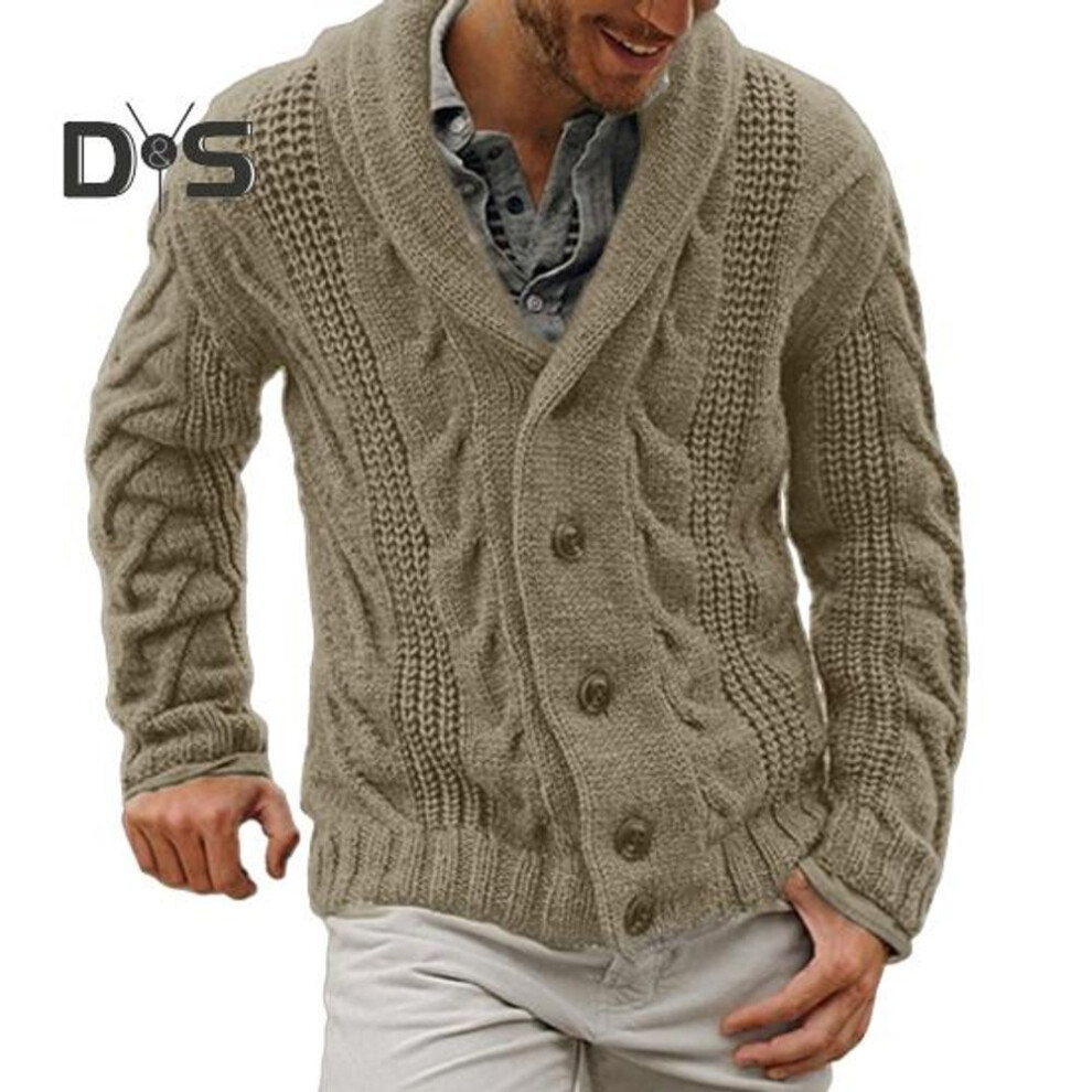 (brown, M) Men Sweater Jacket Cotton Blend Button Closure Long Sleeve Fashion Cardigan Sweater for Autumn Winter