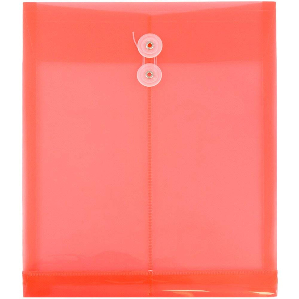 Photos - File Folder / Lever Arch File Jam PAPER Plastic Envelopes with Button & String Tie Closure - Letter Open End - 9 3/4 x 11 3/4 - Red - 12/Pack FBA118B1RE