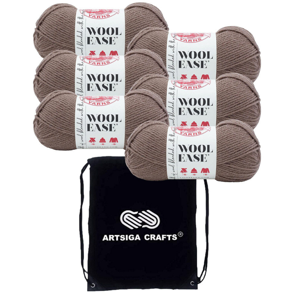 Lion Brand Wool Ease Thrush 620-025 (6-Skeins - Same Dye Lot) Worsted Medium #4 Acrylic  Wool Yarn for Crocheting and Knitting with Project Bag