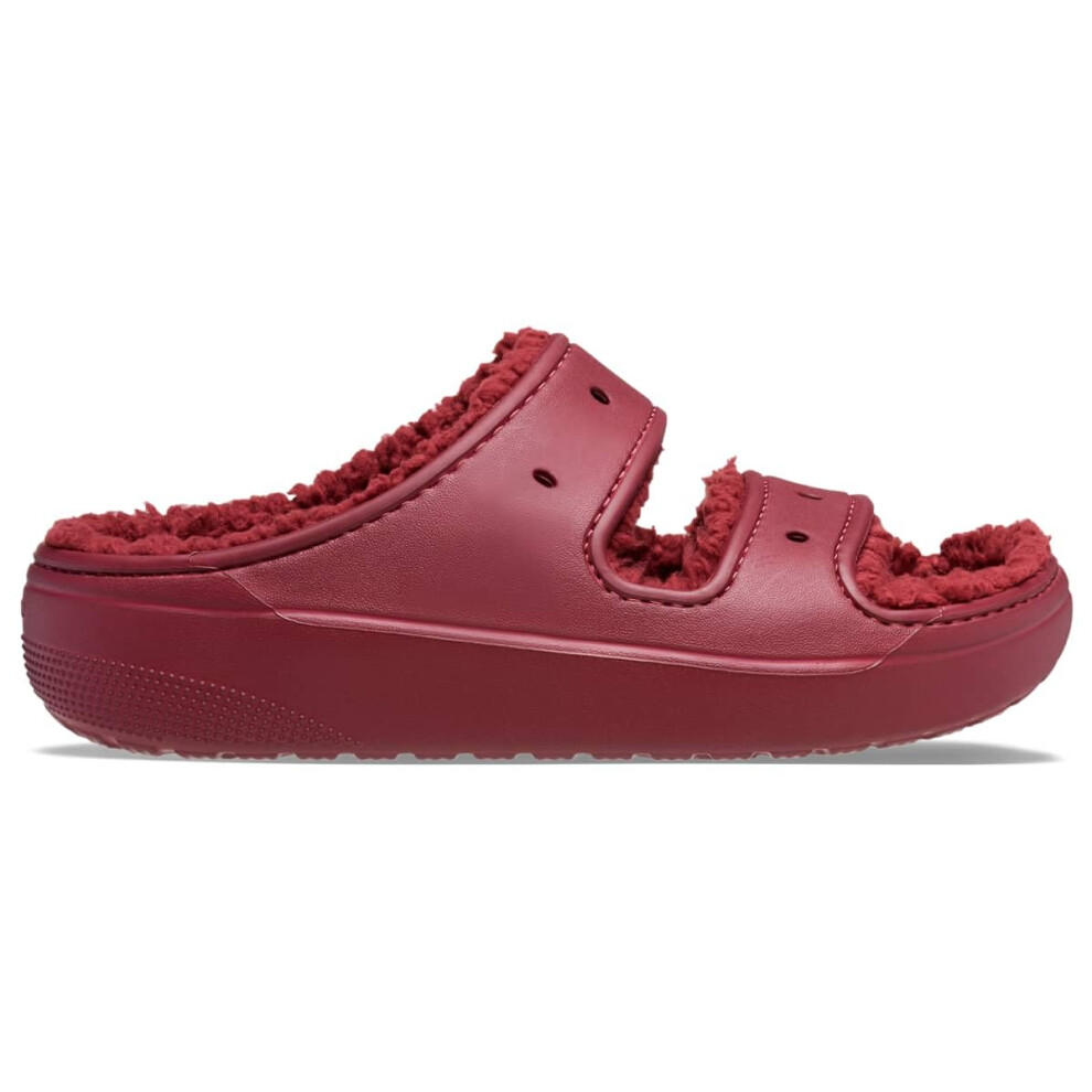 Crocs Unisex Classic Cozzzy Sandals  Fuzzy Slippers and Slides  Garnet  Numeric_4 US Men
