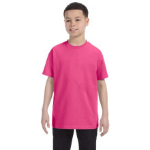 Hanes Authentic TAGLESS Kids' Cotton T-Shirt Wow Pink S US (Size 6-7)