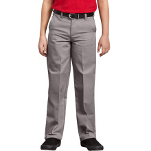 Dickies Little Flex - Pantalones delanteros planos con cintura flexible, color plateado 4