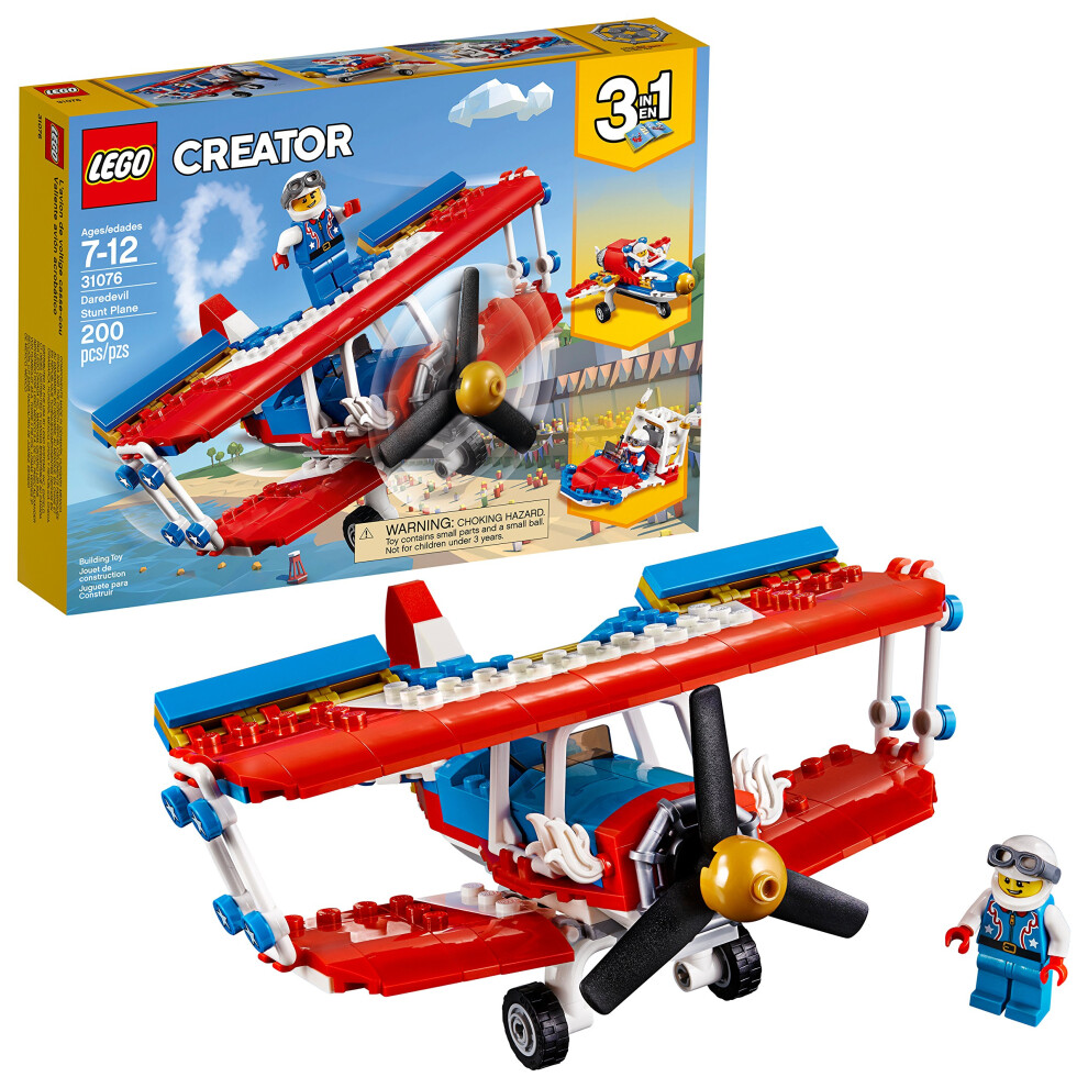 Lego Creator 3In1 Daevil Stunt Plane 31076 Building Kit (200 Piece) Red/White/Blue
