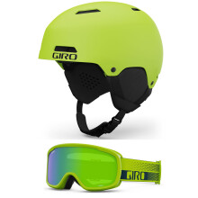 Casque de Ski Giro Ledge MIPS Combo Pack - Casque de Snowboard avec Lunettes Ano Lime/Ano Lime Flow M (55.5-59cm)