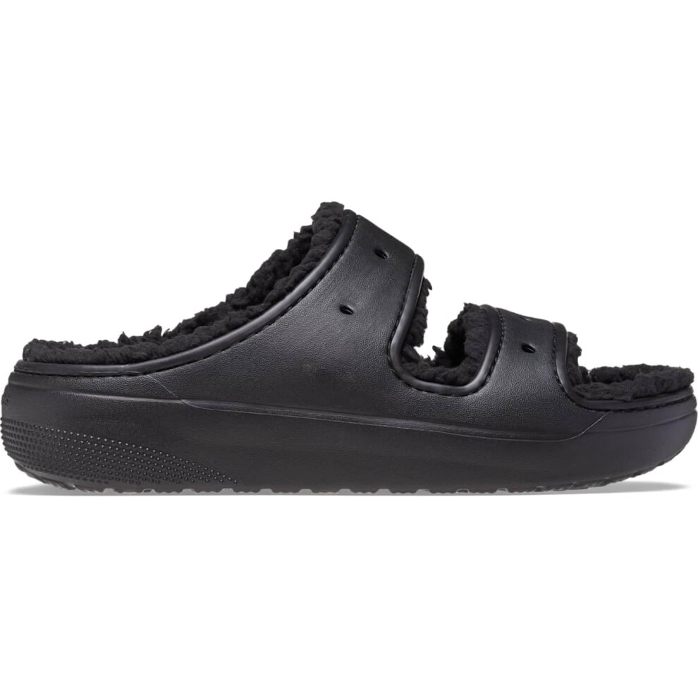 Crocs Unisex Classic Cozzzy Sandals  Fuzzy Slippers and Slides Black  Numeric_6 US Men
