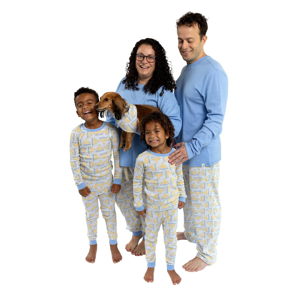 Burt's Bees Baby Baby Mens Family Jammies Matching Holiday Organic Cotton Pajamas  Light The Menorah  Medium