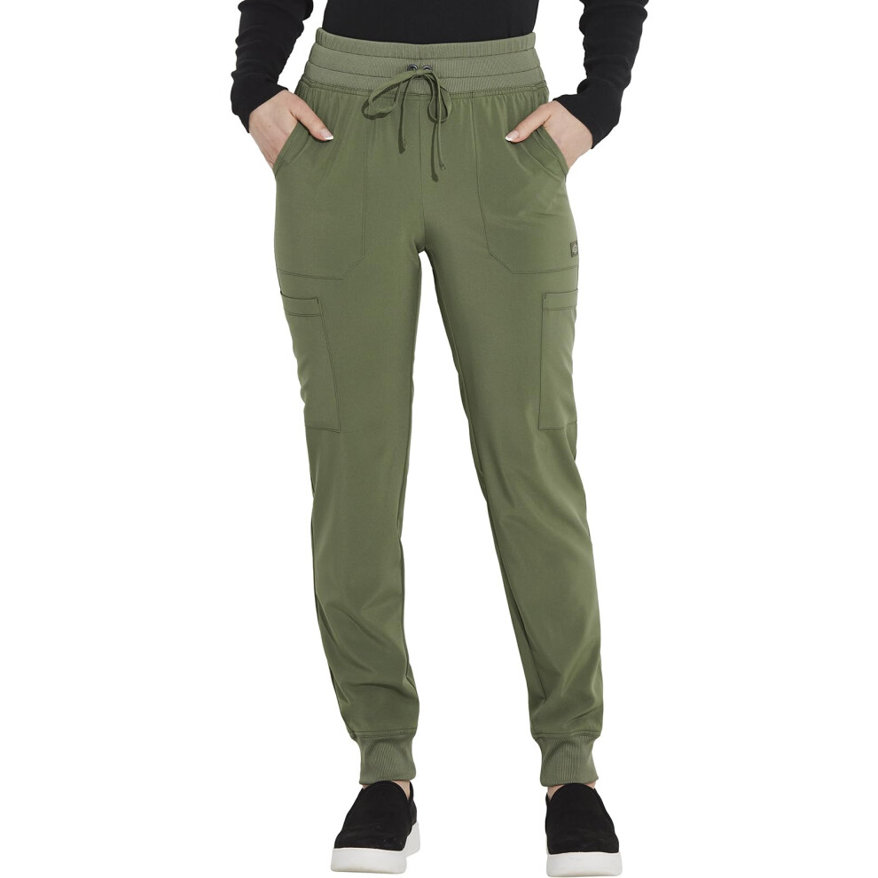 EDS Essentials Jogger Scrubs for Women  Drawstring Scrub Pants DK065  XXS  Olive