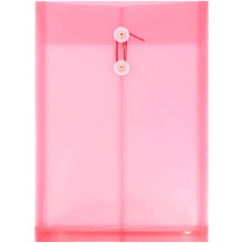JAM PAPER Plastic Envelopes with Button & String Tie Closure - Legal Open End - 9 3/4 x 14 1/2 - Pink/Light Red - 12/Pack