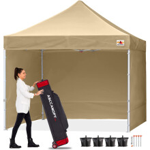 ABCCANOPY Easy Pop Up Canopy Tent with Sidewalls Commercial -Series Beige