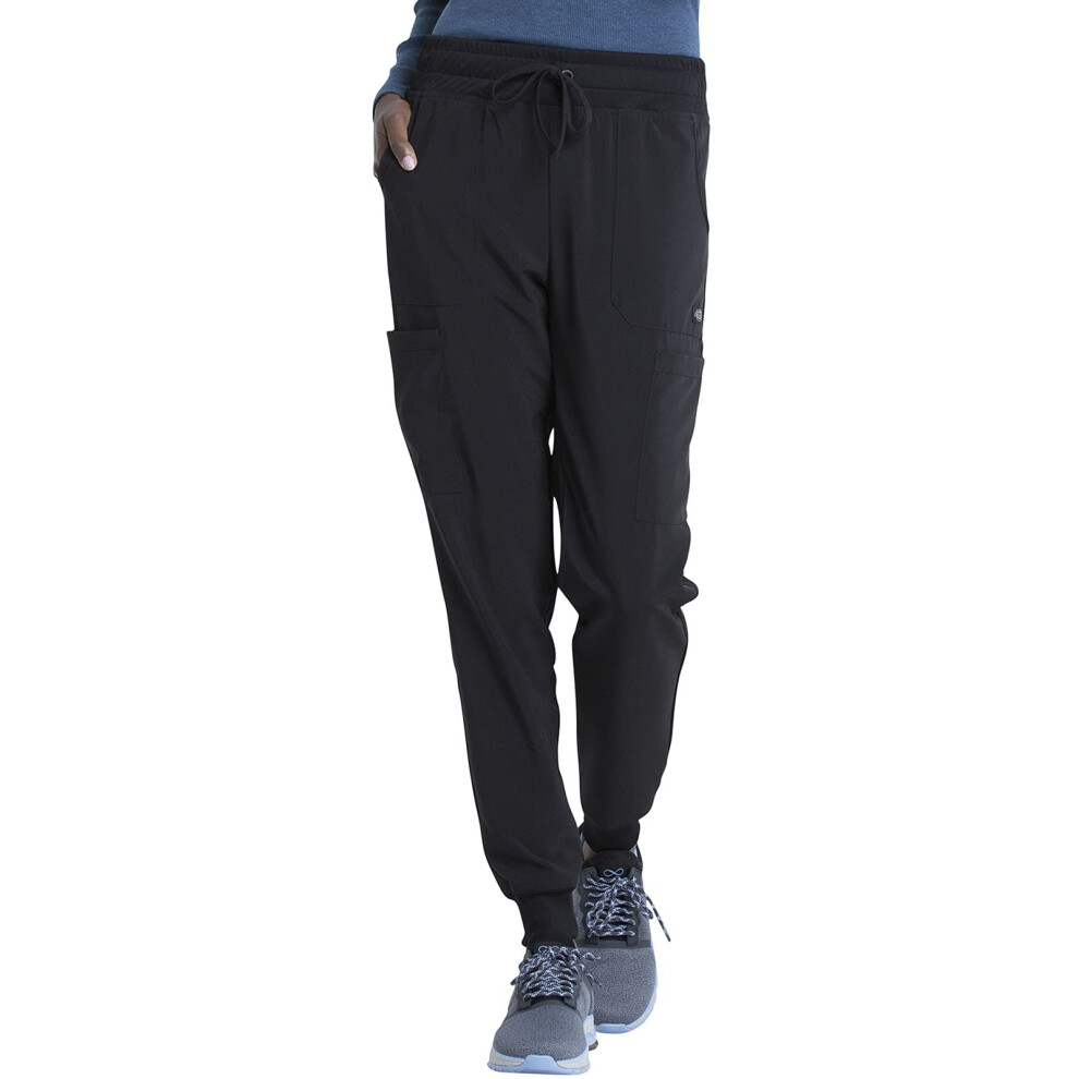EDS Essentials Jogger Scrubs for Women  Drawstring Scrub Pants DK065  L  Black