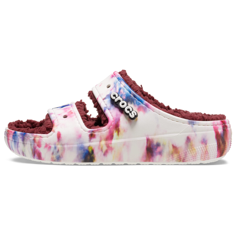Crocs Unisex-Adult Classic Cozzzy Sandals  Fuzzy Slippers and Slides  Garnet/Multi  Numeric_4 US Men