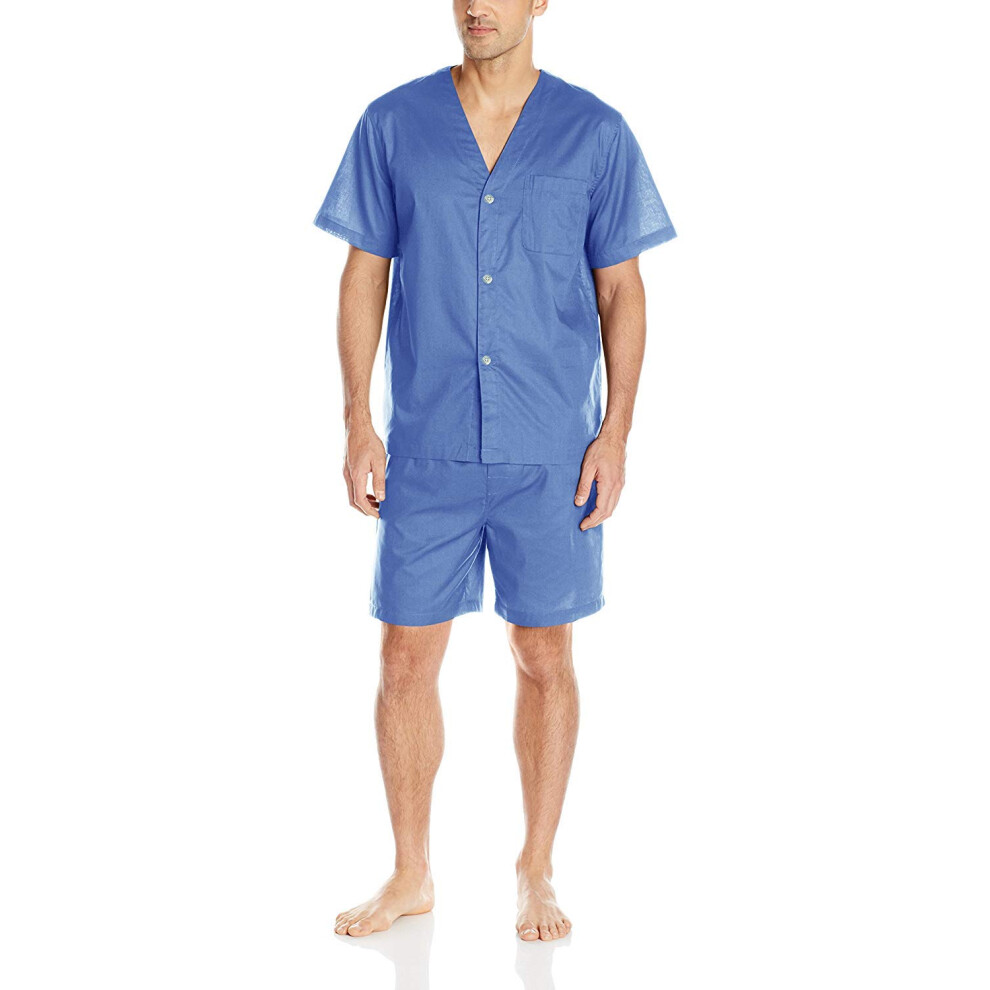 Fruit of the Loom Men's Broadcloth Short Sleeve Pajama Set  French Blue  5X
