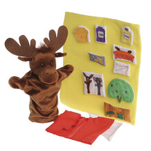 Constructive Playthings """"If You Give a Moose a Muffin"""" 13 pc. Puppet & Props Set for Ages 3 Years and Up (MTC-327)