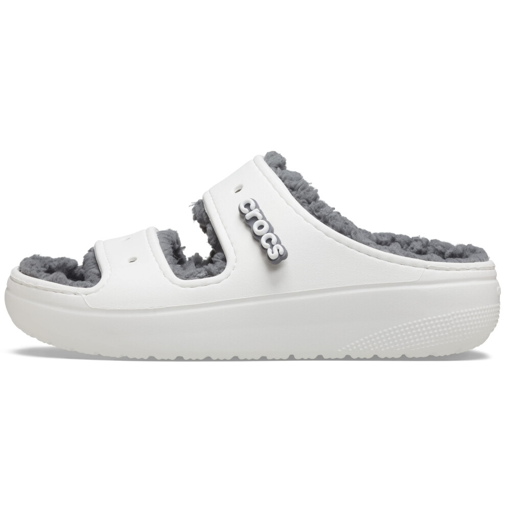 Crocs Unisex Classic Cozzzy Platform Sandals | Fuzzy Slippers Slide  White  12 Women/10 Men
