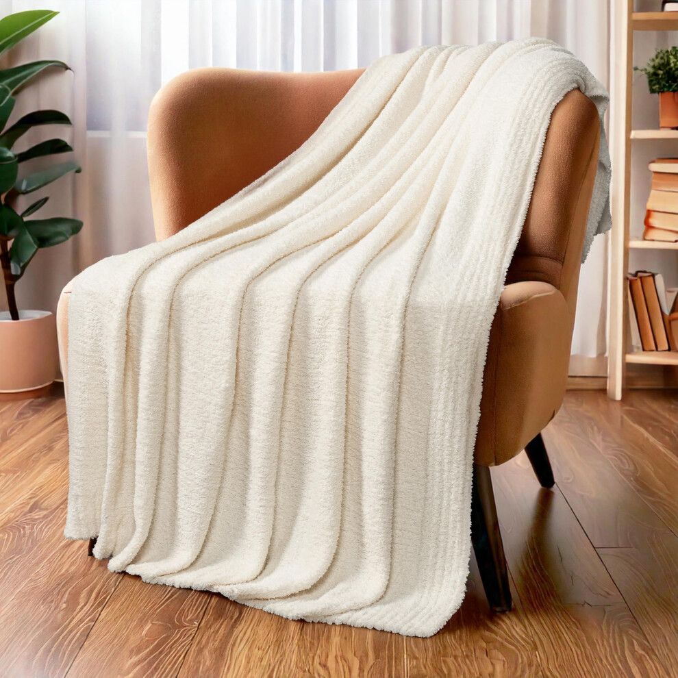 Pavilia Cream Super Soft Throw Blanket For Couch Fluffy Cozy Lightweight Blanket Fuzzy Warm Knit Blanket For Bed Sofa Beige 50X60
