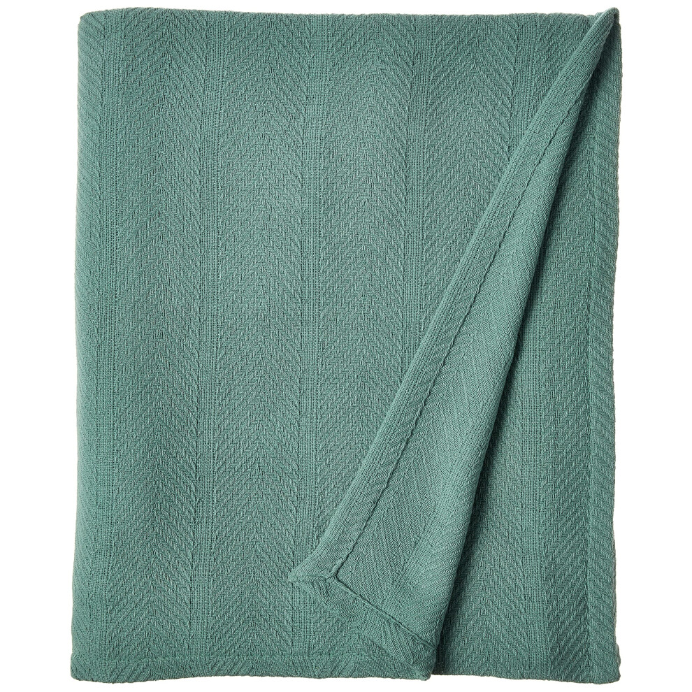 Eddie Bauer - King Blanket Lightweight Cotton Bedding Home Decor for All Seasons (Herringbone Green King)