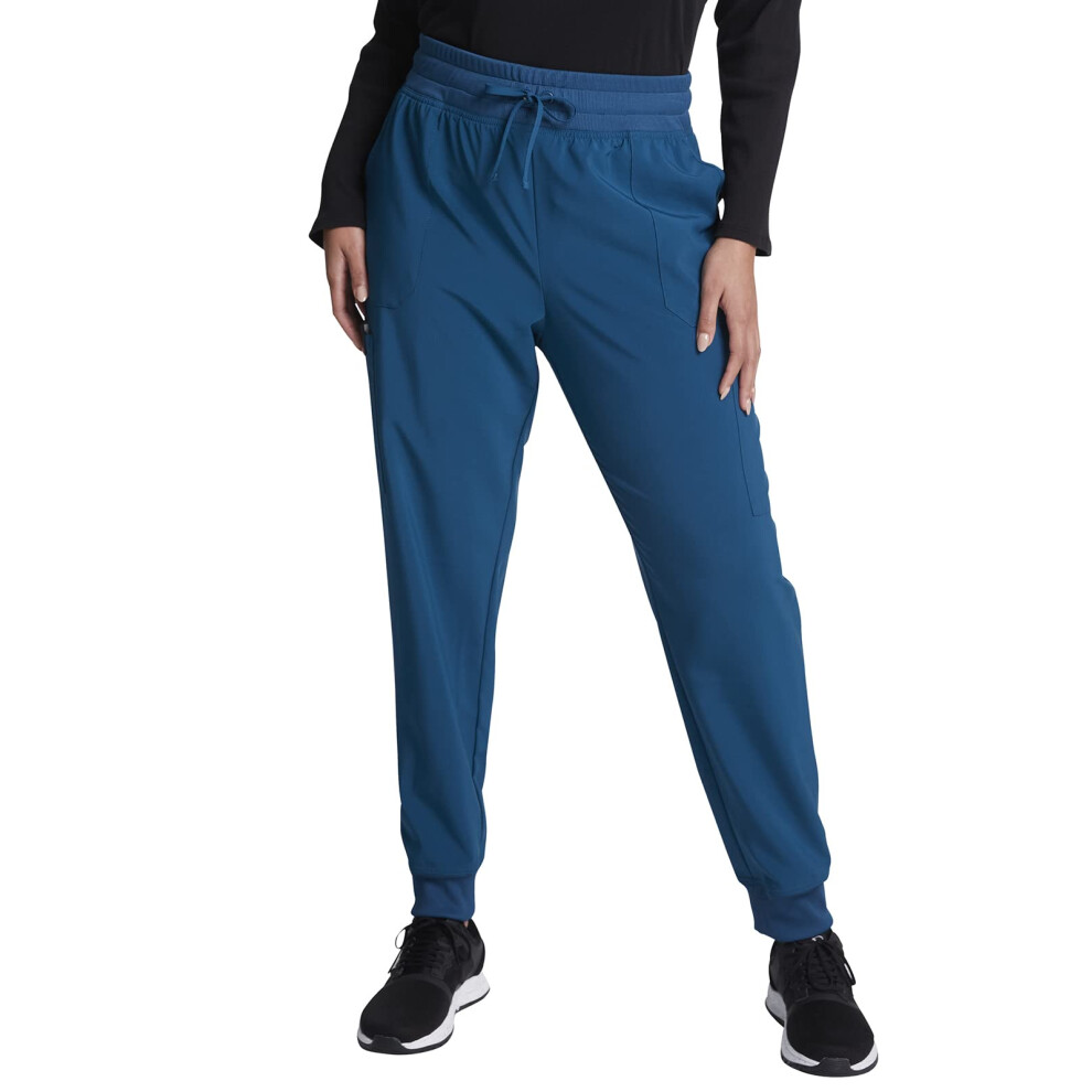 EDS Essentials Jogger Scrubs for Women  Drawstring Scrub Pants Plus Size DK065  2XL  Caribbean Blue