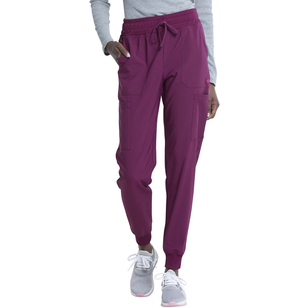 EDS Essentials Jogger Scrubs for Women  Drawstring Scrub Pants Plus Size DK065  4XL  Wine