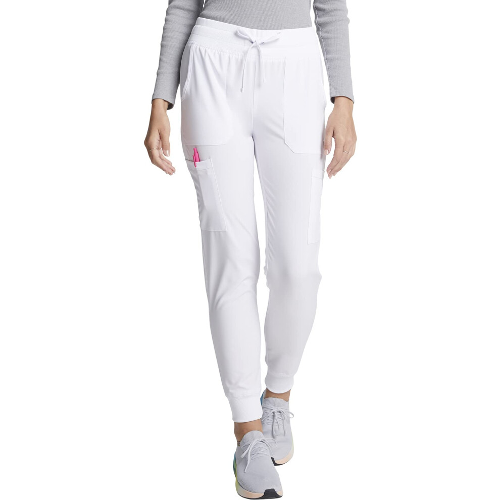 EDS Essentials Jogger Scrubs for Women  Drawstring Scrub Pants Plus Size DK065  3XL  White