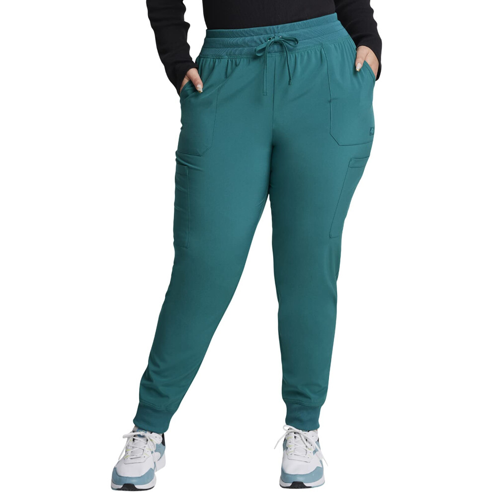 EDS Essentials Jogger Scrubs for Women  Drawstring Scrub Pants DK065  L  Hunter Green