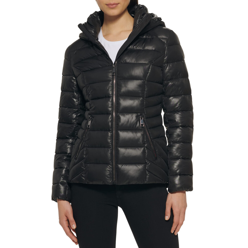 GUESS Women's Midweight Puffer Jacket  Quilted Black 2  Medium
