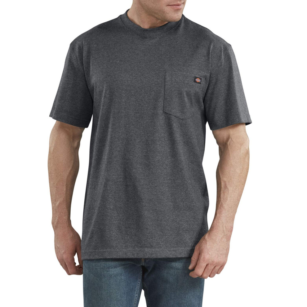 Dickies Mens Short Sleeve Heavyweight Heathered Crew Neck Tee Big T Shirt Charcoal Gray Heather 3X-Large Big Tall Us