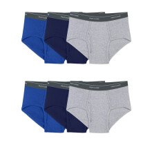 Fruit of the Loom Slip da Uomo in Cotone Senza Etichetta Big Man - Confezione da 6 - Taglia Unica Assortita 3X-Large