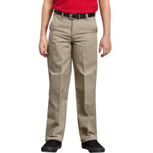 Dickies Pantalones delanteros planos con cintura flexible para niρo, color arena del desierto 6