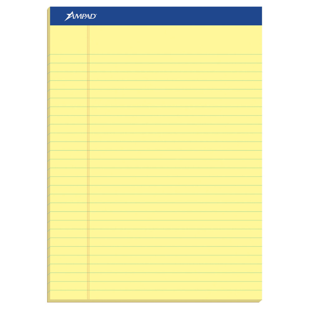 Ampad Perforated Pad  Size 8-1/2 x 11-3/4  Canary Yellow Paper  Legal Ruling  50 Sheets Per Pad (20-260)  50 Count (Pack of 12)-image-OPC-PFMSV8W-NEW